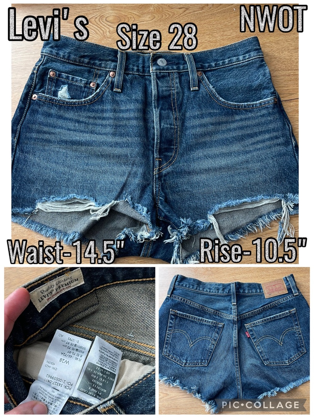 Levi's Women's Distressed Dark Blue Denim Cutoff Shorts NWOT